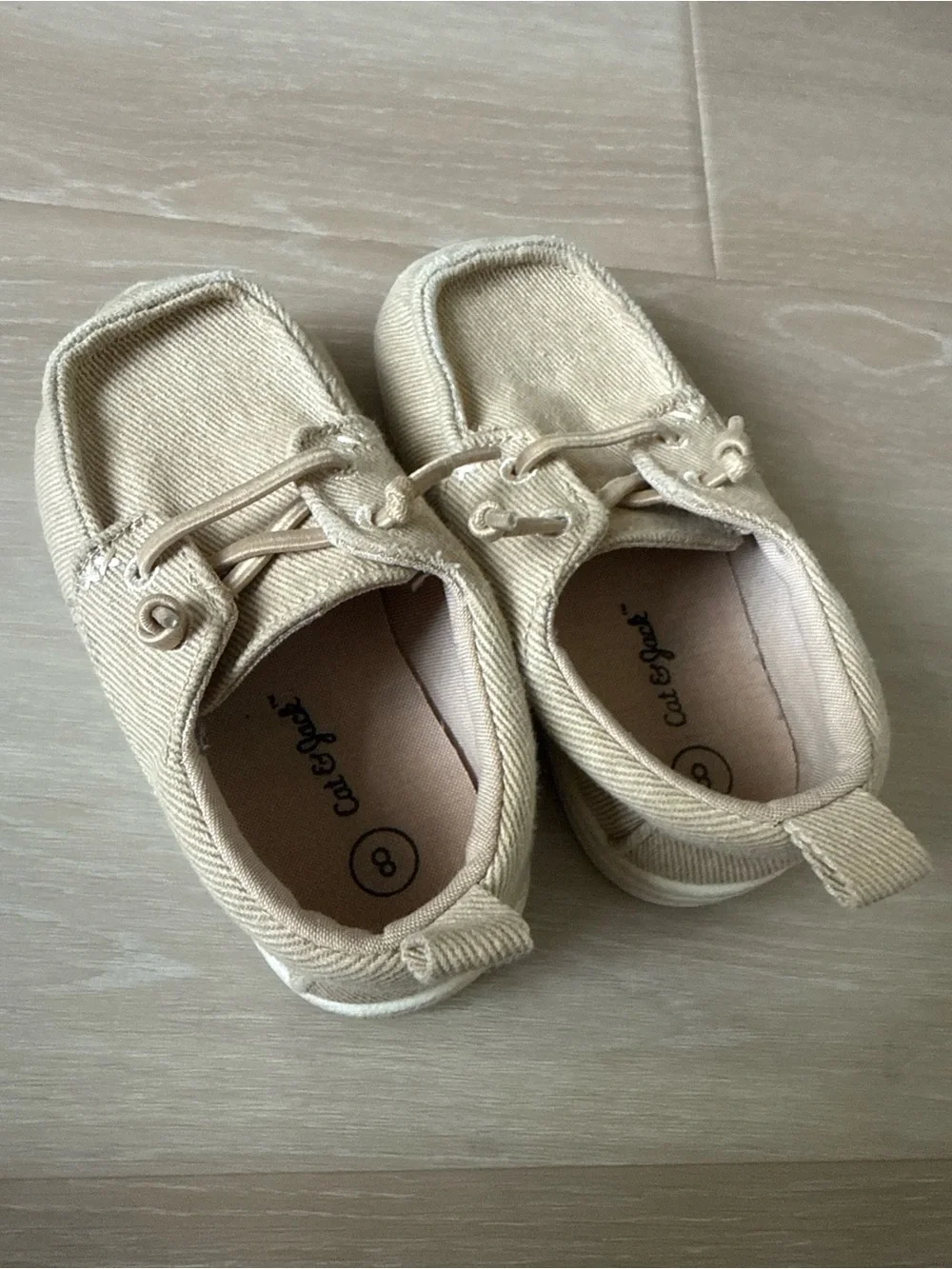 Cat & Jack Beige Canvas Kids Moccasins